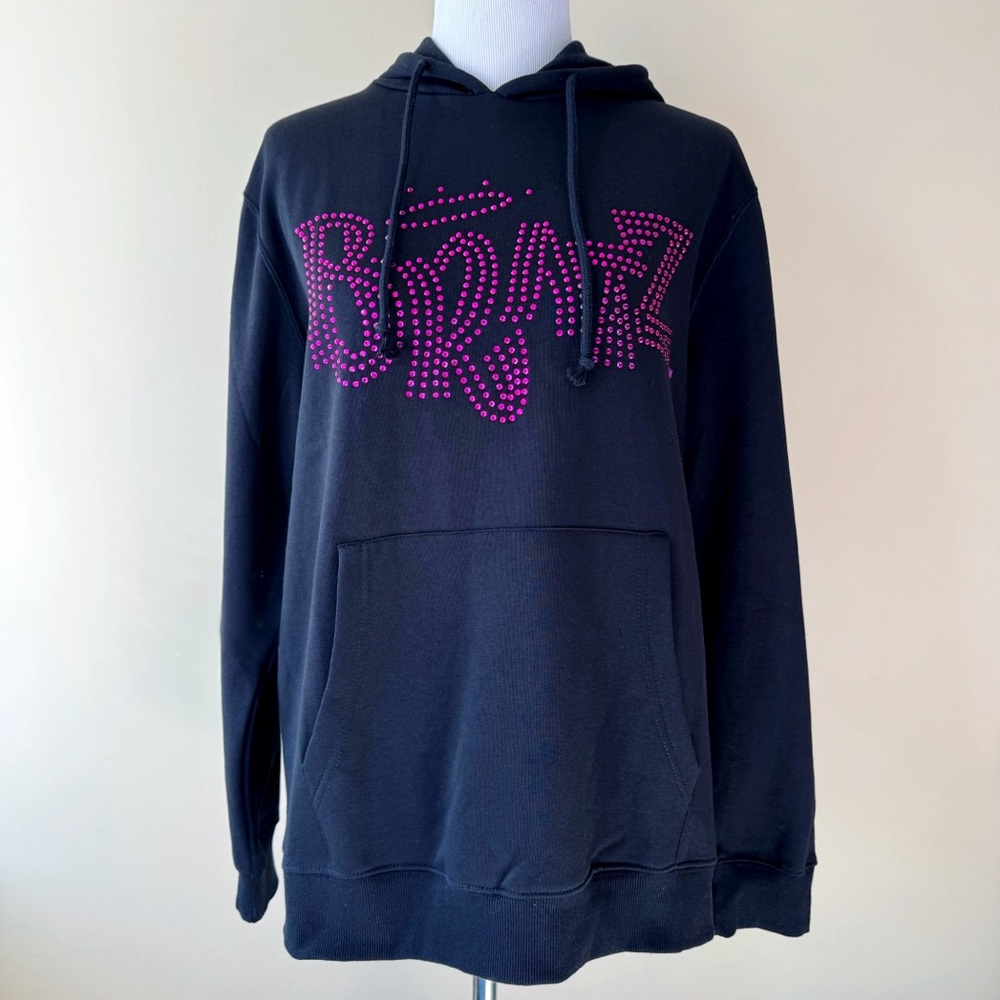Bratz Dolls Embellished Hoodie Womens Medium Sweatshirt Y2K Pink Black Fun Gift